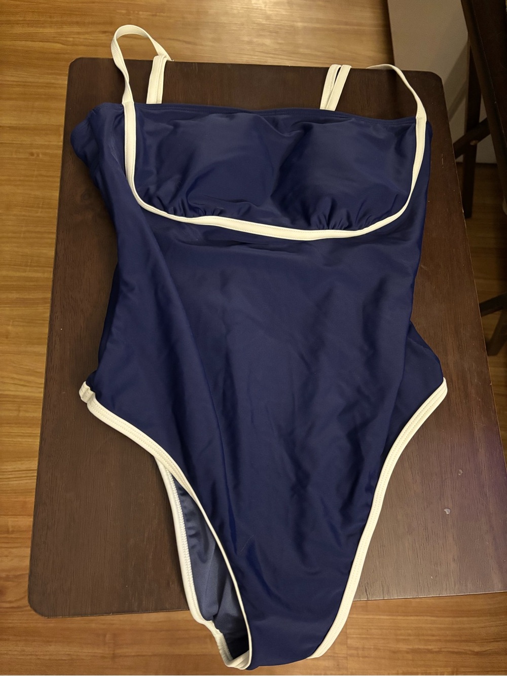 Cupshe Navy One-Piece Swimsuit with White Trim - women size medium